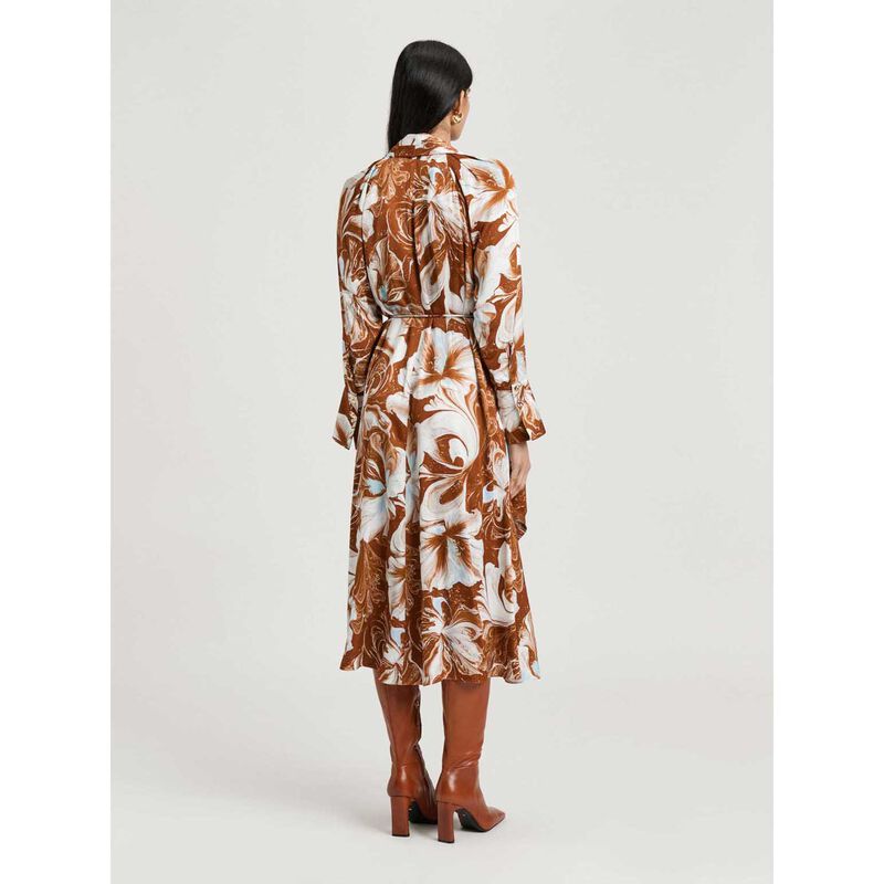 Veronika Maine Marble Floral Satin Midi Dress image number 1